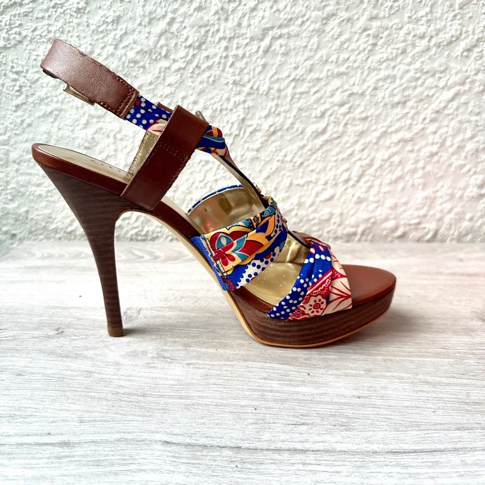 Guess Brown and Multicolor Floral Heels - Picture 14 of 16